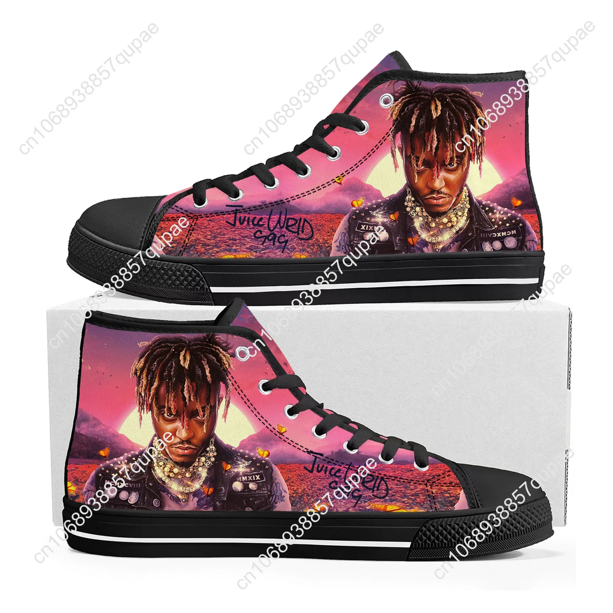 Juice Wrld Hip Hop Rapper High Top High Quality Sneakers Mens Womens Teenager Canvas Sneaker Casual Couple Shoes Custom Shoe