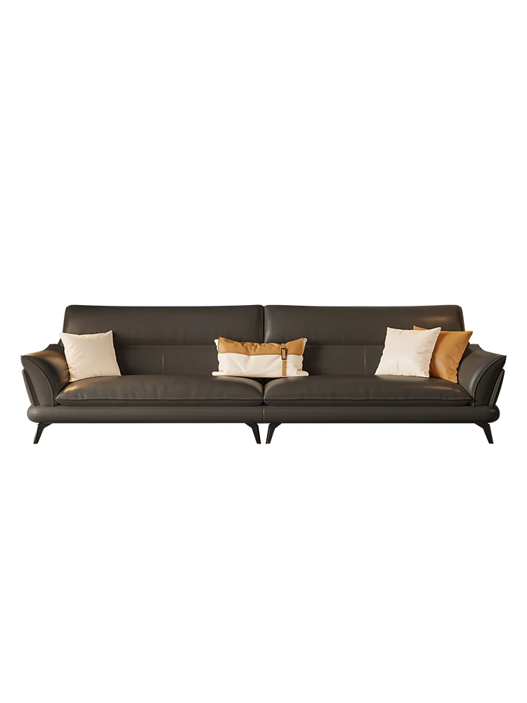 

ZL Minimalist Leather Sofa Living Room Simple Straight Row Sofa