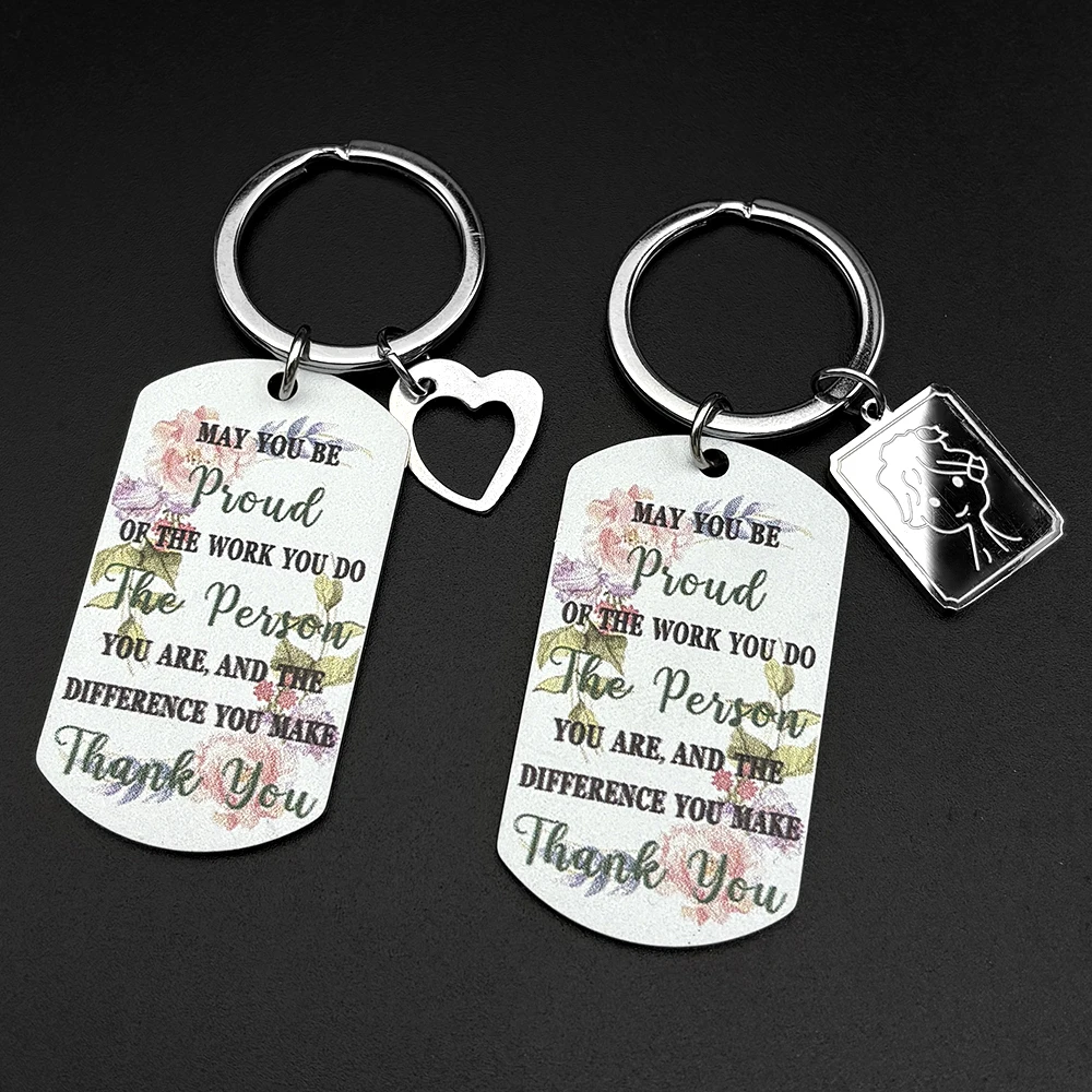 Inspirierender Schlüsselanhänger Geschenk für den Arbeitsplatz, Schlüsselring für Frauen und Männer, Edelstahl in Silberfarbe, Herz-Design, Bestseller, Dankeschön-Hundemarken-Schmuck