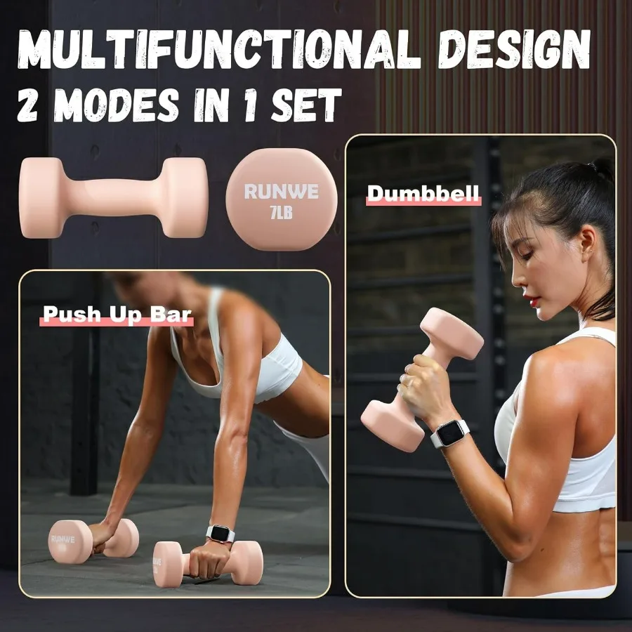 Dumbbells Set of 2 - Cast Iron Dumbbell Pairs Options for 7lbs Pair (14lbs Total), Hand Weights Sets Exercise & Fitness Dumbbell