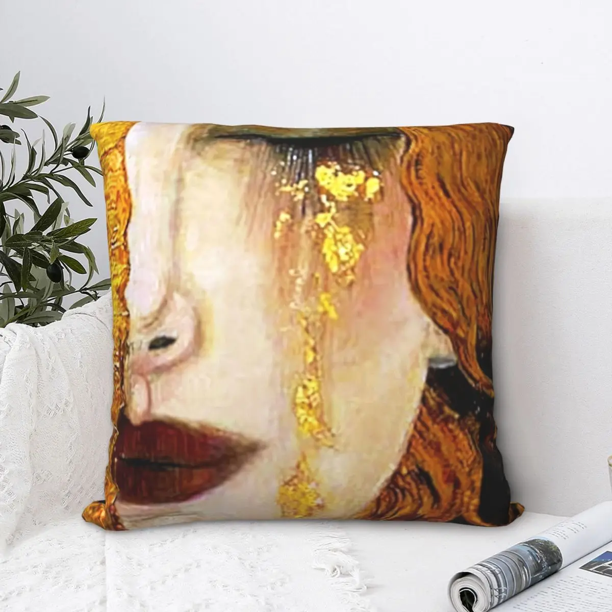 

Freya's Tears By Gustav Klimt Nouveau Symbolism Throw Pillow Case Art Cushion For Home Sofa Chair Decorative Hug Pillowcase