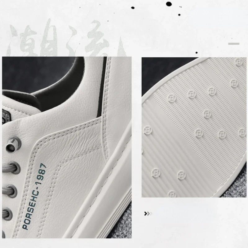 Leather Casual Shoes for Men Comfortable Flat Shoes Men's Non-slip Wear-resistant Sports Shoes Outdoor Wild Men Sneakers Shoes 5