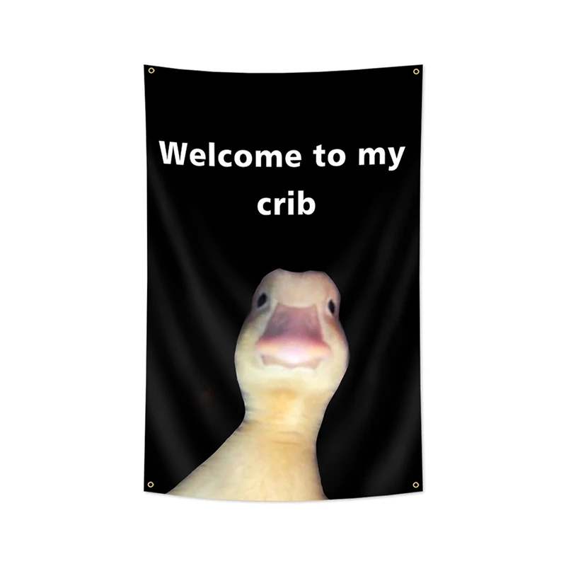 Tapestry Decorations Duck Meme "Welcome To My Crib" Decoration Background Hanging Cloth Bedroom Tapestry Room Decor Aesthetic Tapestry Wall Hanging