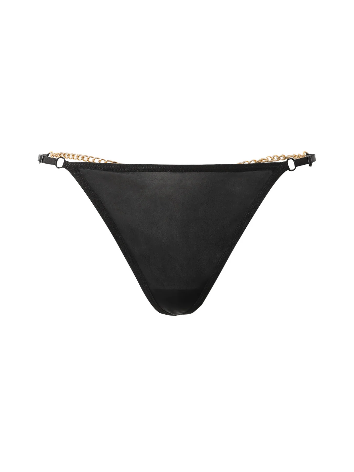 Sexy Metal Letter Chain Panties Erotic Underwear Women Low Waist Strap Thongs Splice Transparent Sexi G-string Female T-back