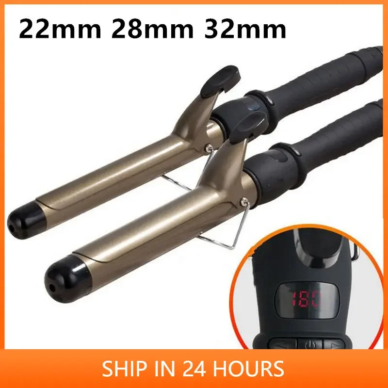 22mm 32mm LCD Hair Curler Adjustment Temperature Hair Curler Ceramic Curling Roller Wand Wavers Styling Tool, hair curler,hair iron