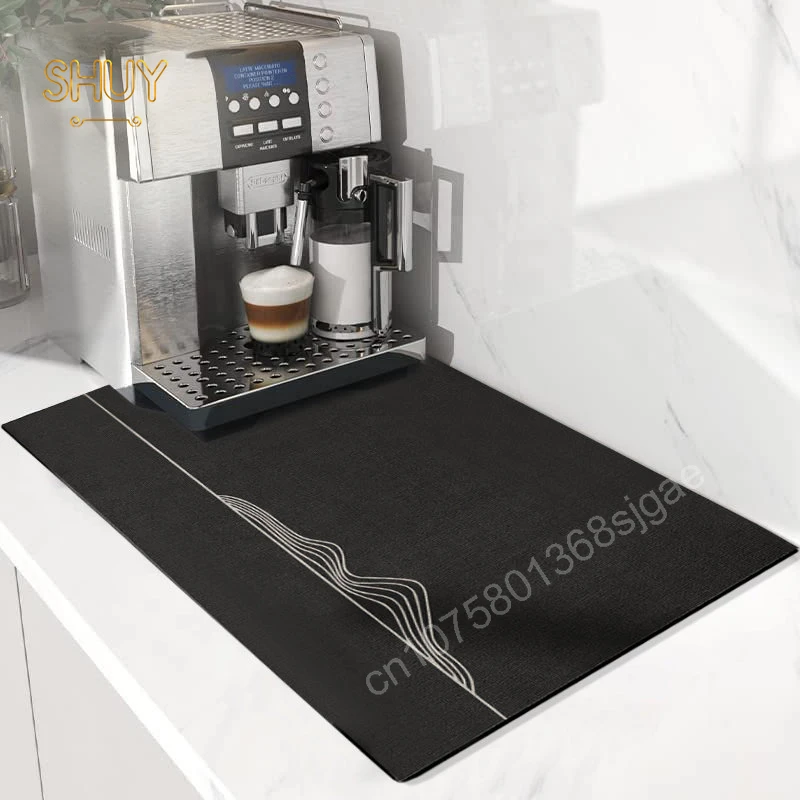 

Kitchen Dish Drying Mat Super Absorbent Drain Pad Rubber Tablemat Coffee Draining Pad Printed Dinnerware Cup Bottle Placemat