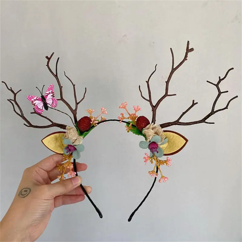 Christmas LED Light Antler Headband Cute Glowing Elf Elk Hair Hoop Hair Accessories Christmas Party Atmosphere Decoration