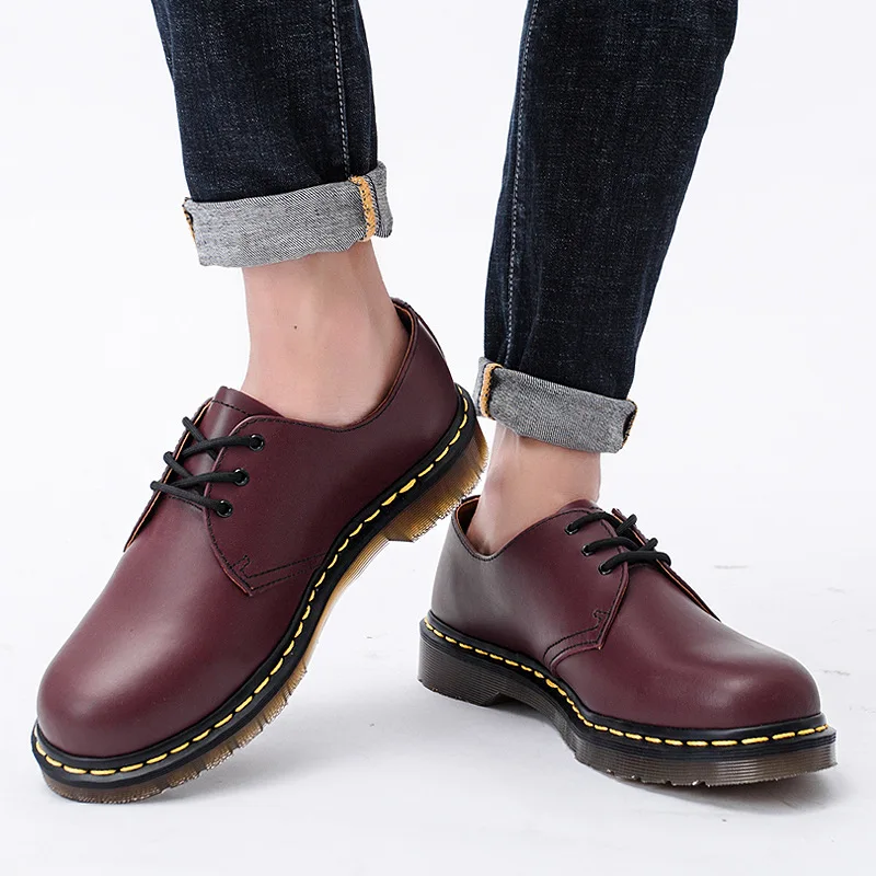 Martin Shoes Men's 2023 New Genuine Leather British Style Large Short Boots for Men and Women's Couple Casual Work Wear Shoes