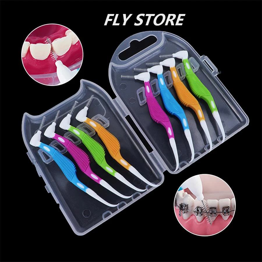

8Pcs/Box L Shape Push-Pull Interdental Brush Orthodontic Toothpick Teeth Whitening Tooth Pick ToothBrush Oral Hygiene Care