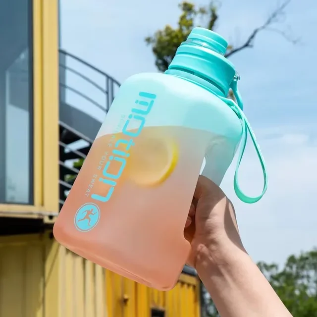 2 Liter Sports Water Bottle With Straw Large Capacity Fitness With Scale Gradient Kettle Outdoor Plastic Portable Water Bottle 2