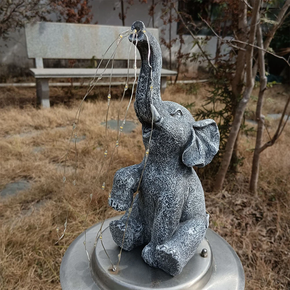 Statue éléphant Solaire Avec Lumière LED – Déco Jardin Extérieur – Résine étanche IP65 – Cadeau Famille, Amis, Pendaison De Crémaillère