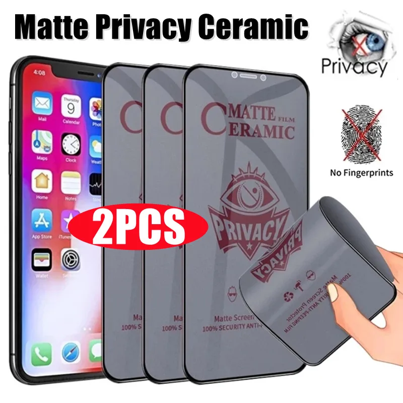 2PCS Matte Ceramic Privacy Screen Protector for IPhone 14 13 12 11 Pro