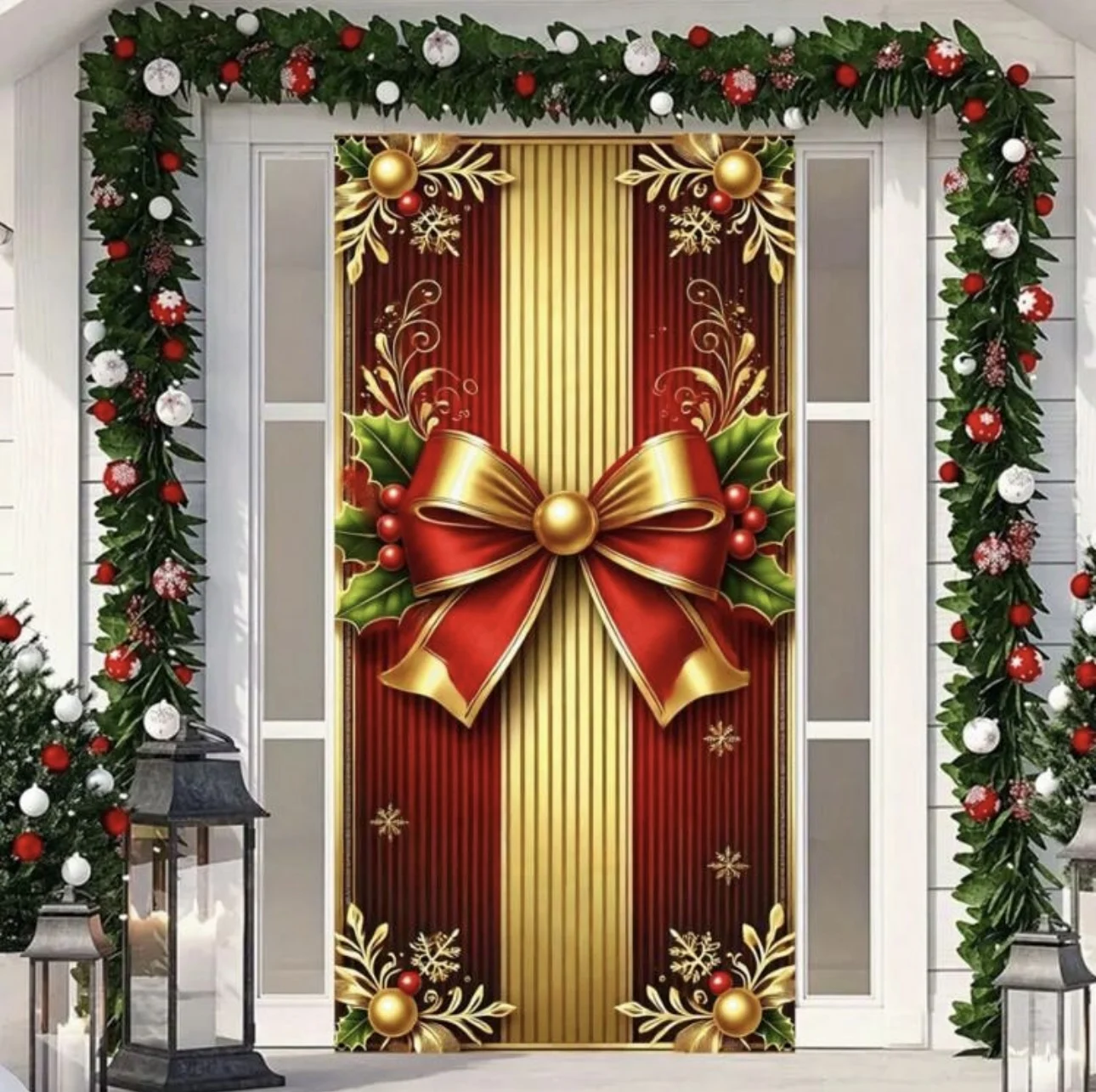 90 * 180cm Christmas door cover Claus Christmas party home indoor and outdoor door frame porch vinyl decoration banner door cover decoration party decoration christmas door cover party supplies