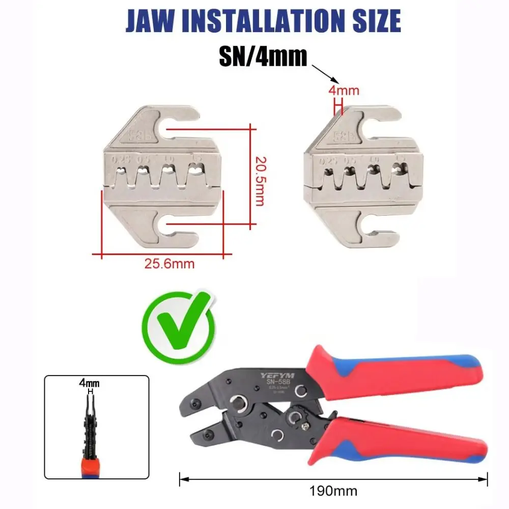 Carbon Steel Crimping Pliers Jaw 4mm Width for Crimping