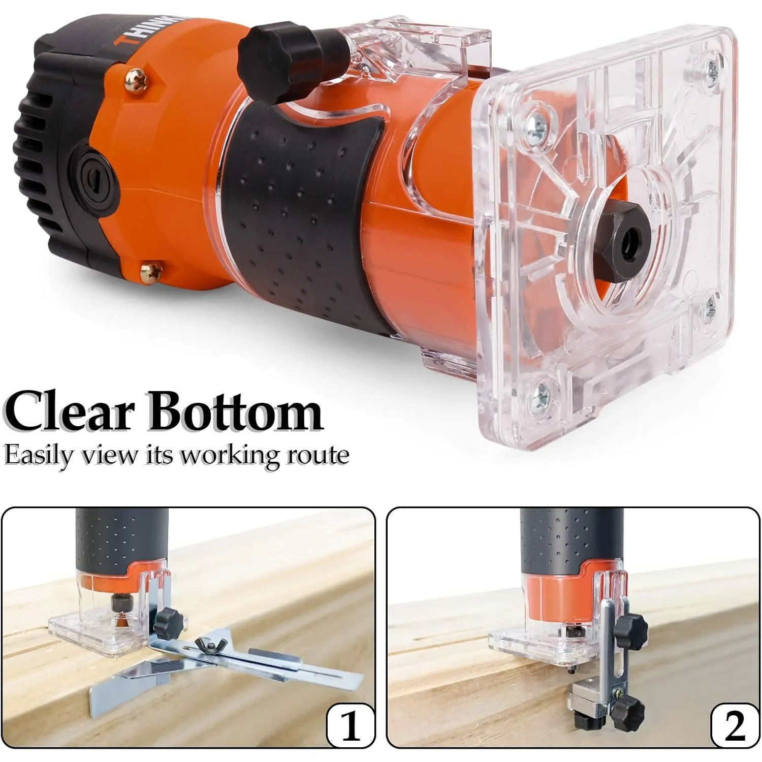 Compact Router, 6.5-Amp 1.25 HP Compact Wood Palm Router, Wood Trimmer with 15 pieces 1/4" Router Bits Set, 30000R/MIN