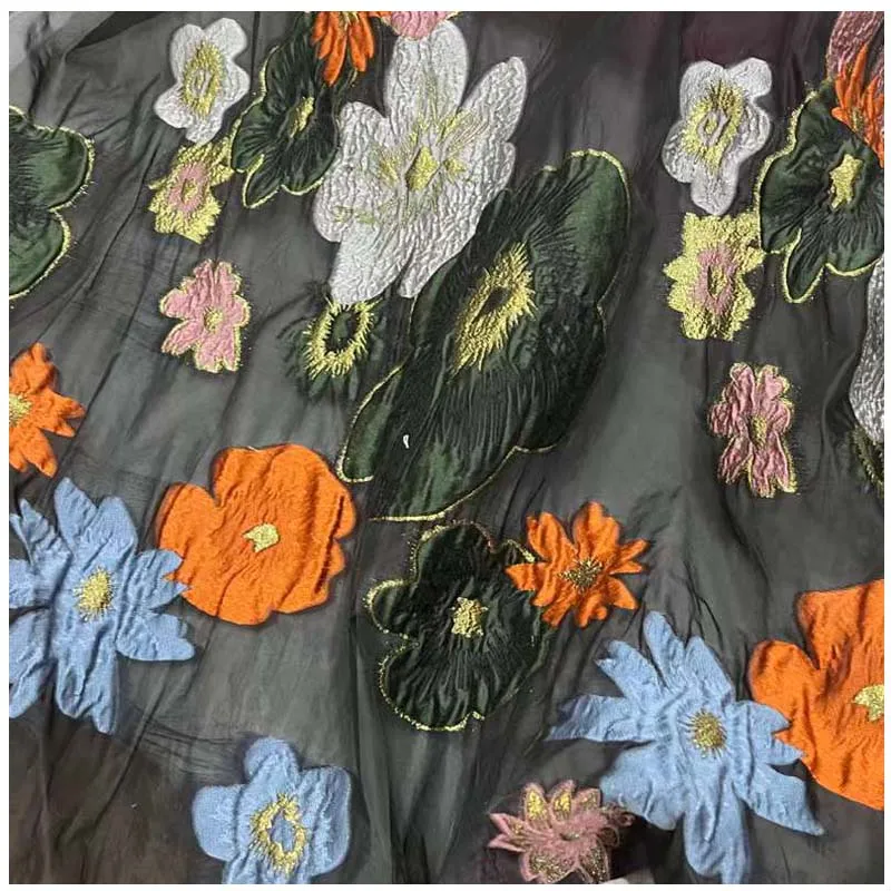 

African Organza Lace Jacquard Fabric for Dress,Diy Wedding Floral Sewing Table Cloth Tissue Skirt Patchwork Material,Width140cm