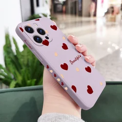 Silicone Soft Cover with Red Heart Design for Honor Magic 4 Lite (Light Purple)