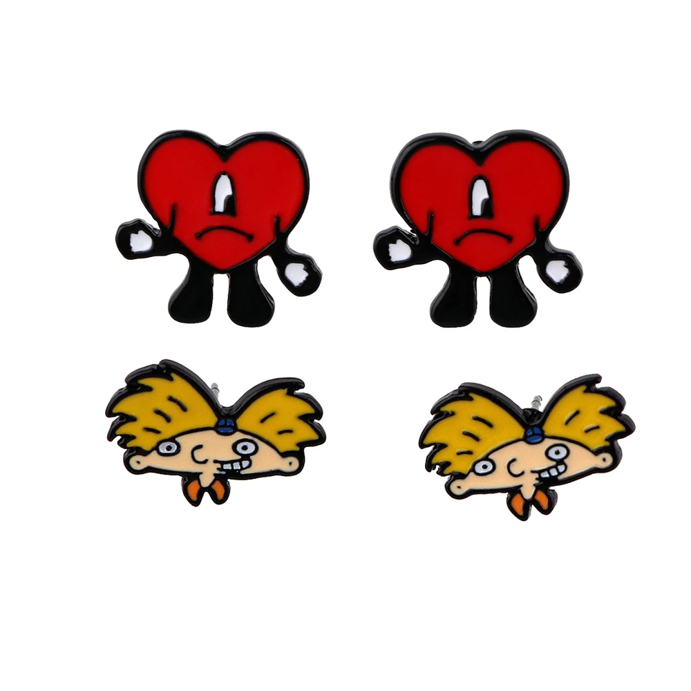 

Cute Comics Anime Stainless Steel Piercing Ear Stud Earrings For Womans Enamel Jewelry Earrings Unusual Gift for Girl