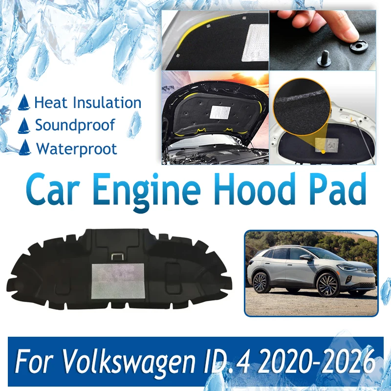 

Car Engine Hood Pads For Volkswagen ID.4 VW ID4 E21 E39 2020~2026 Fireproof Front Engine Sound Insulation Cover Auto Accessories