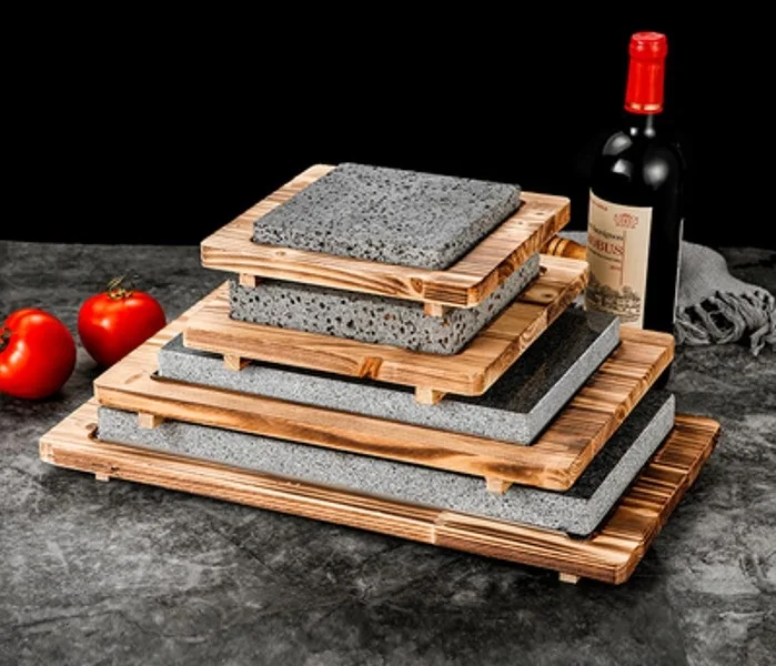 Volcanic Slate Barbecue Stone Grill Pan Steak Pan Western Restaurant 25X15CMCM High Temperature Rock Grill Pans Grilled Eel Plat