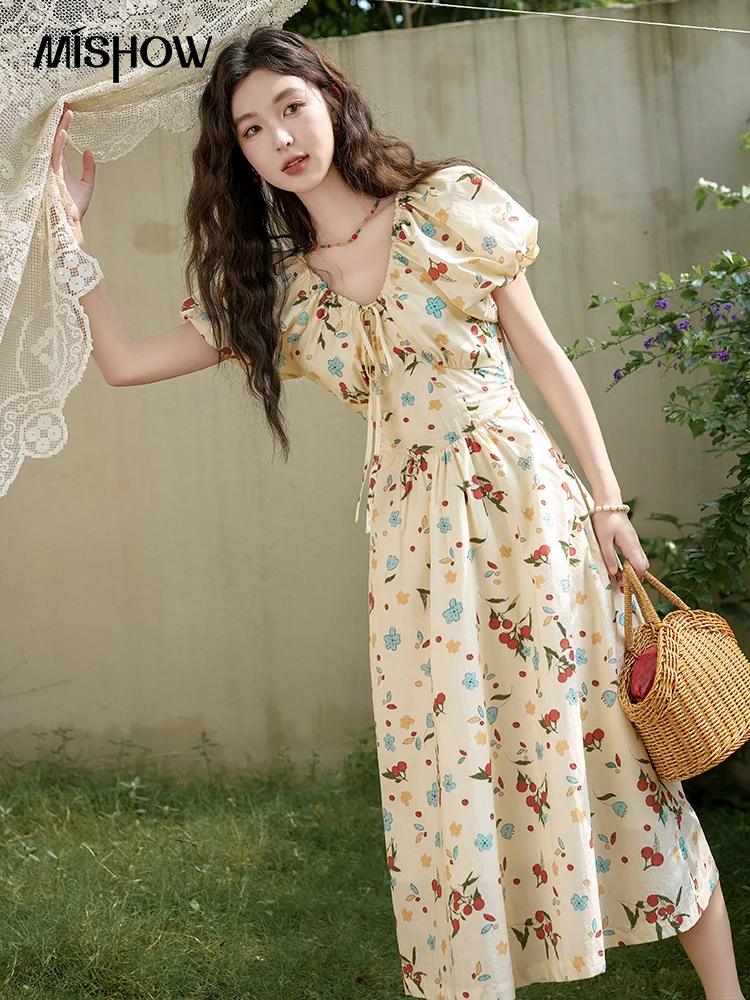 タグ付 未使用 French Bouquet Puff Sleeve Dress French Bouquet Puff Sleeve Dress