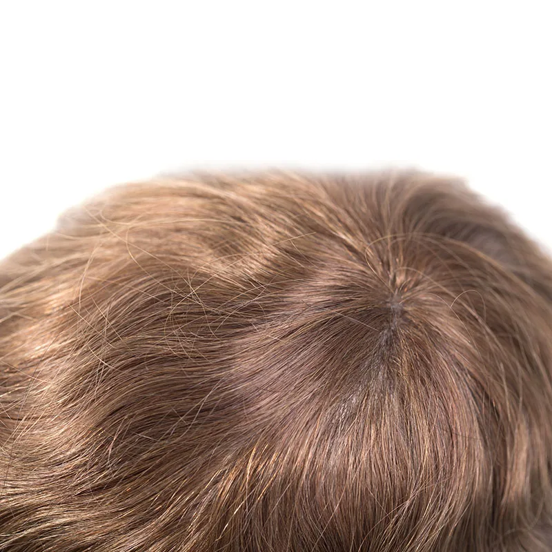 Thin Skin 0.02-0.03mm Men Toupee Comb Back Natural Human Hair Men Wig Indian Remy Hair Wig Toupee Hair Replacement Hair System 5