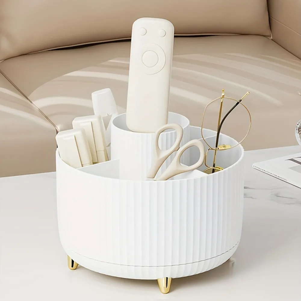 Organizer da scrivania girevole di grande capacità: portapenne in ABS e portaoggetti per pennelli per trucco, design antipolvere per l'home office - immagine 2