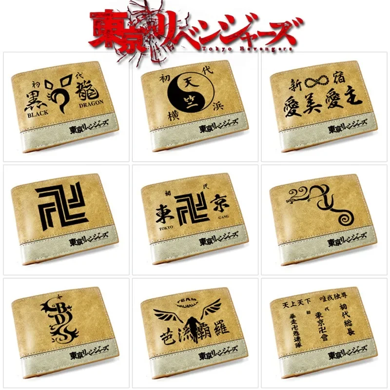 New Tokyo Revengers Pu Leather Bifold Short Wallet Sano Manjiro Ryuguji Kin Portamonete Cartoon Anime Periferiche Wallet Card Bag