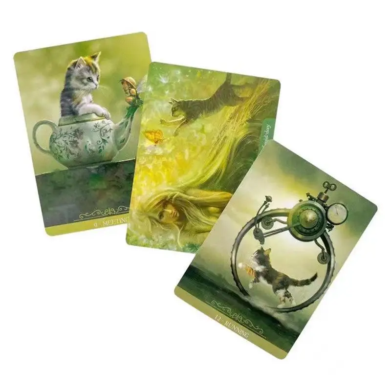 23 Sheets Tarot Deck Cards Five Languages Beginner Set Divination Mysterious Fantasy Cats Oracle Card Full Color Card Game Board 2