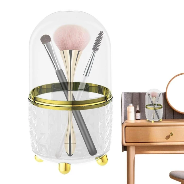 Covered Makeup Brush Holder 360 Rotating Cosmetics Brush Holders Waterproof  Spinning Brush Organizer Hygienic Multi Grid For - AliExpress