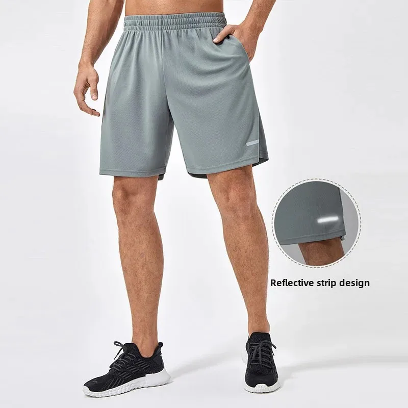 Men's Summer Sport Shorts Loose Quick Dry Basketball Fitness Training Running Pants with Reflective Strip Breathable Five-Quarte