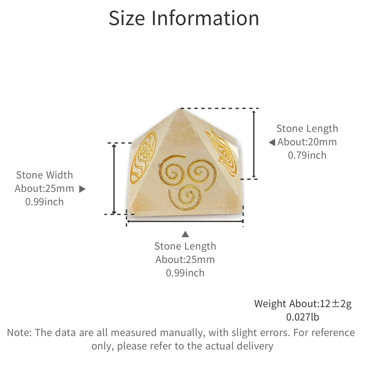 VGDS Hot Style Natural Crystal Quartz Amethyst Gem Pyramid Four Element Air Water Fire Earth Symbol Energy Jewelry Healing Stone