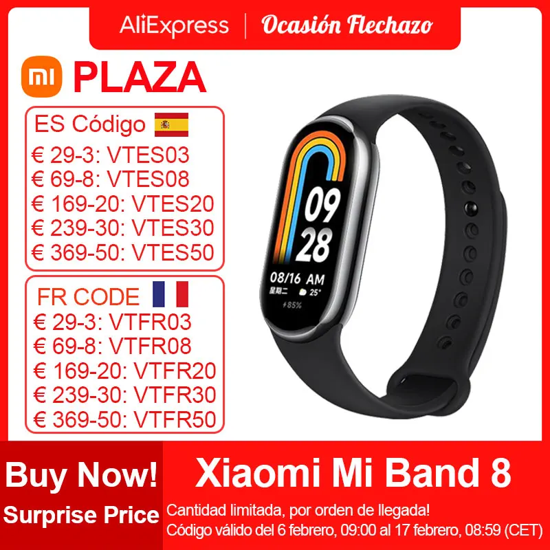 Xiaomi Mi Band 8 Smart Bracciale 1.62 ''Schermo Amoled Bluetooth 5.1 Ossigeno Nel Sangue Fitness Traker 150 + Modalità Sport Smart Band