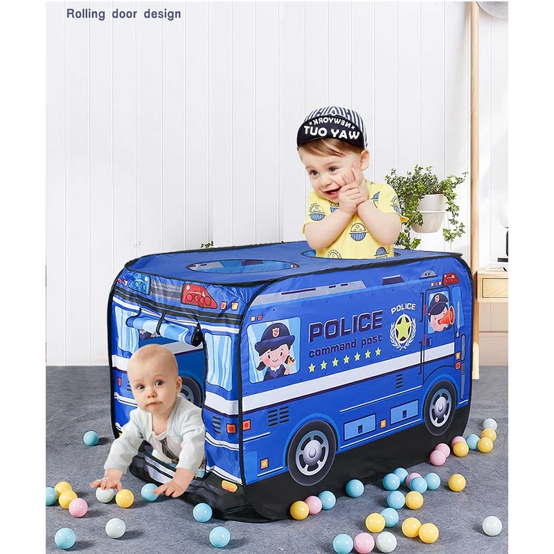 Children Tent Kids Play Tent Toy Foldable Playhouse Cloth Fire Truck Police Car Game House Bus 6
