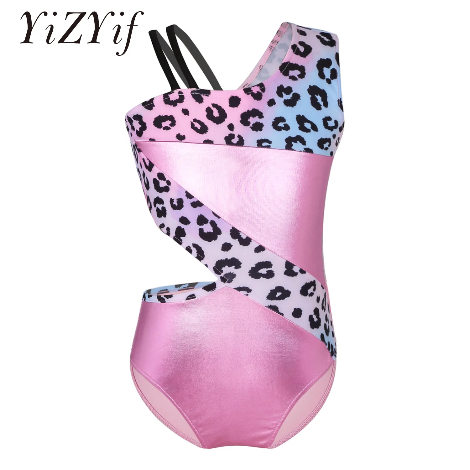 

Kids Girls Sleeveless Print Cutout Sports Gymnastics Workot Fitness Bodysuit Children Ballet Dance Leotard Jumpsuit Romper