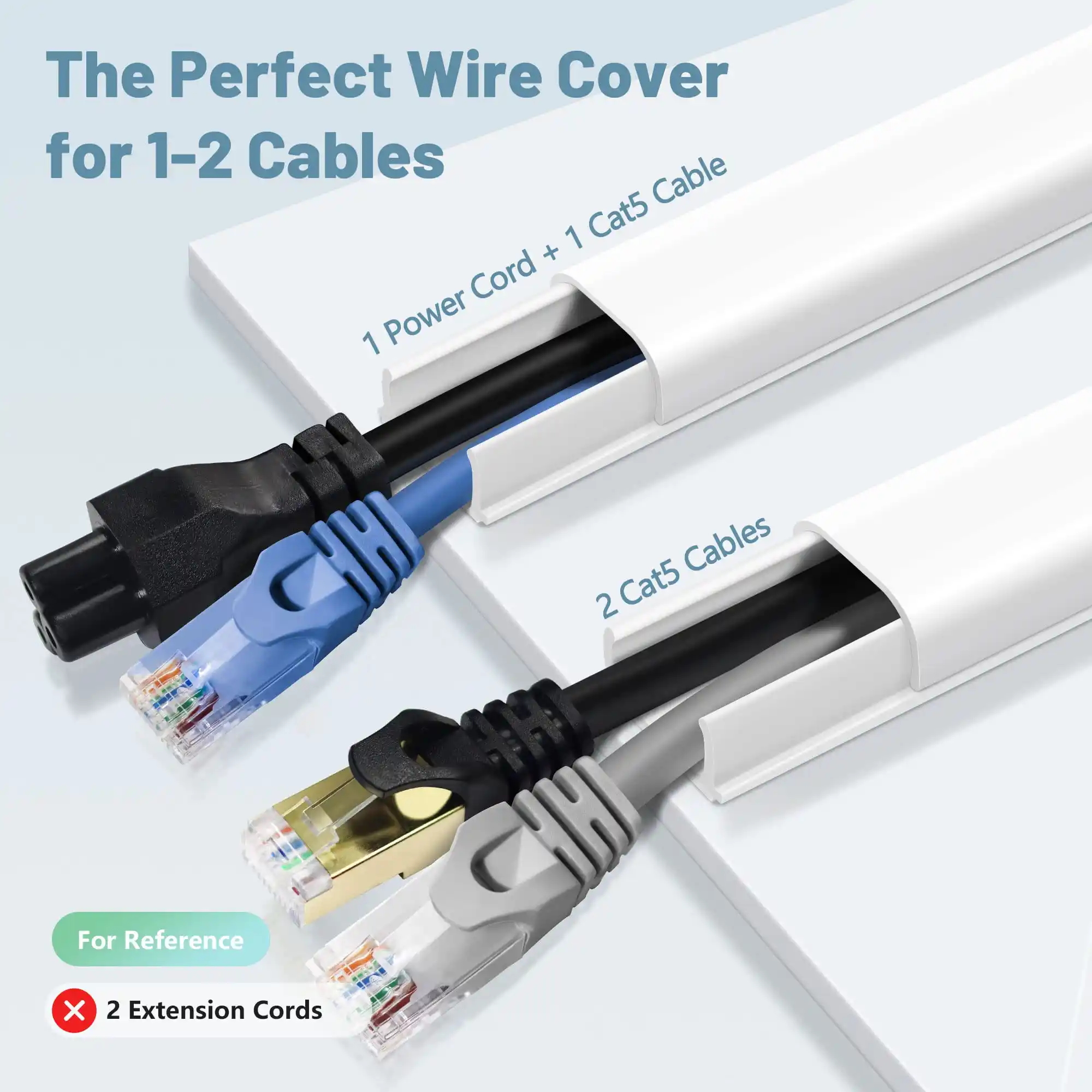 62.8 Inch Paintable Cable Cover - White Cord Hider For Walls, Wire Management Kit
