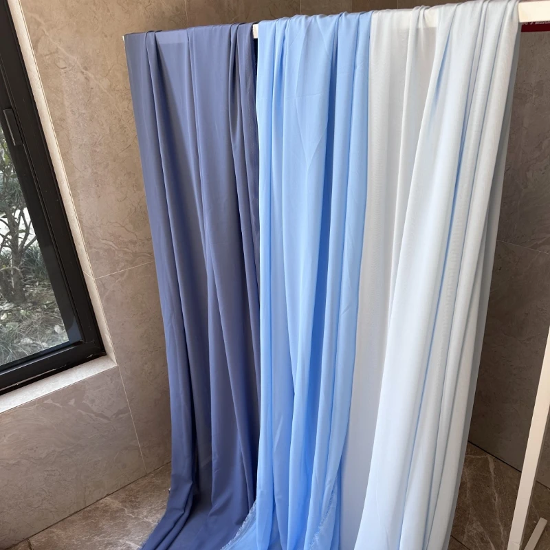 1/3/5/10Meter Micro Transparent Chiffon Dress Wedding Gauze Mantle Wedding Festival Party Scene Arrangement Mesh Blue Series
