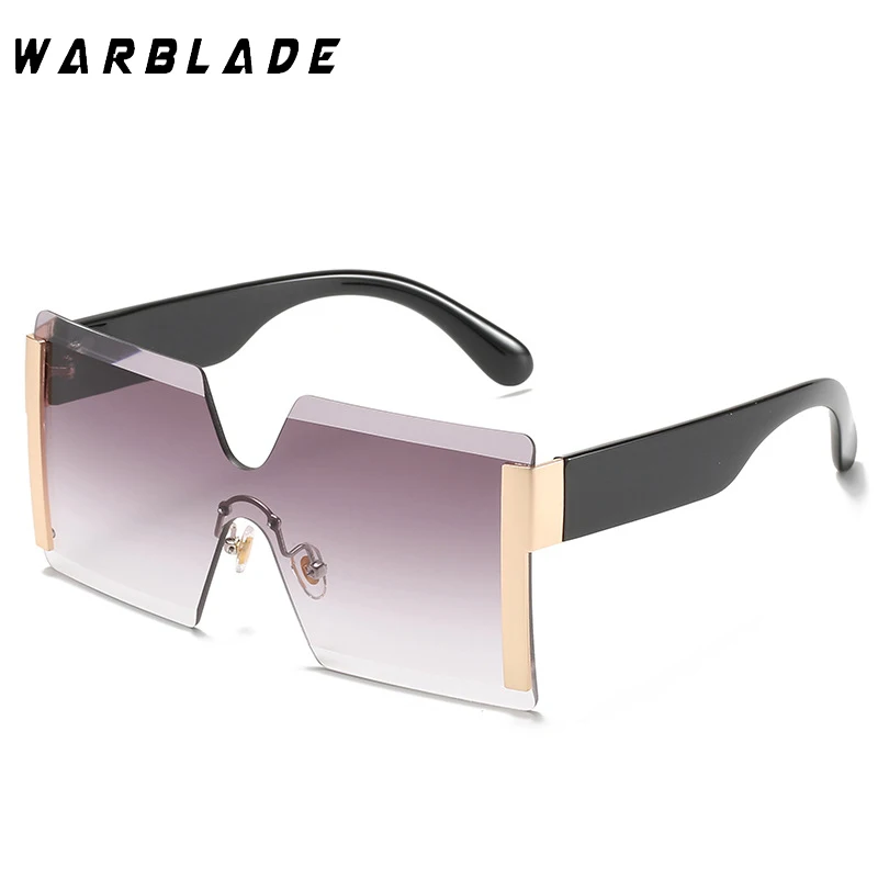 

2022 Oversized Square Rimless Sunglasses Women Luxury Brand Designer Fashion One Piece Sunglass Ladies Gradient Shades Eyewear