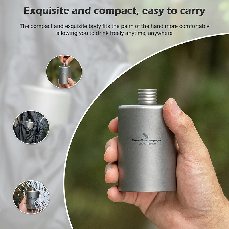 Description Picture 6 of itemBoundless Voyage 200ml Titanium Pocket Flagon Camping Portable Alcohol Bottle Drink Sports Outdoor Hip Flask Picnic Wine Bottle