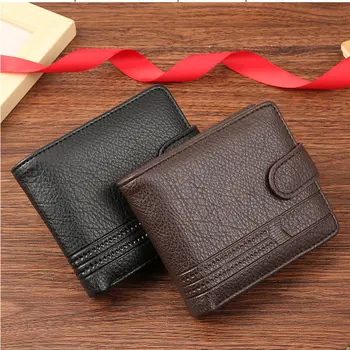 Portafogli Sottili Bifold in Pelle per Uomo, Porta Carte Multiplo con Finestra per Patente e Documenti, Portafoglio Corto con Tasca per Monete
