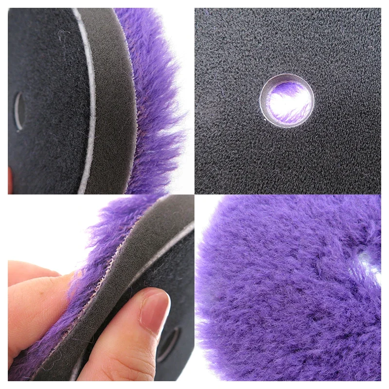 6Inch 150MM Purple Wool Polishing Pads 1Pcs Premium Buffing Wheel with Hook and Loop for Car Polisher Polishing and Buffing 5