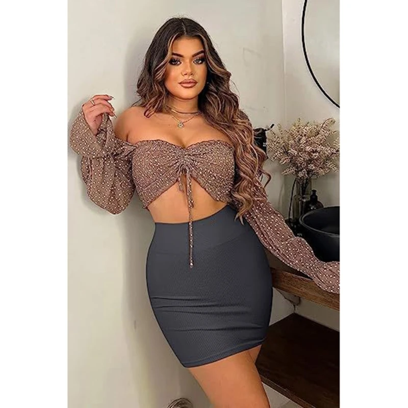 

Solid Color Hip Pencil Skirts Women Vintage Bodycon Skirt Sexy Elastic Waist