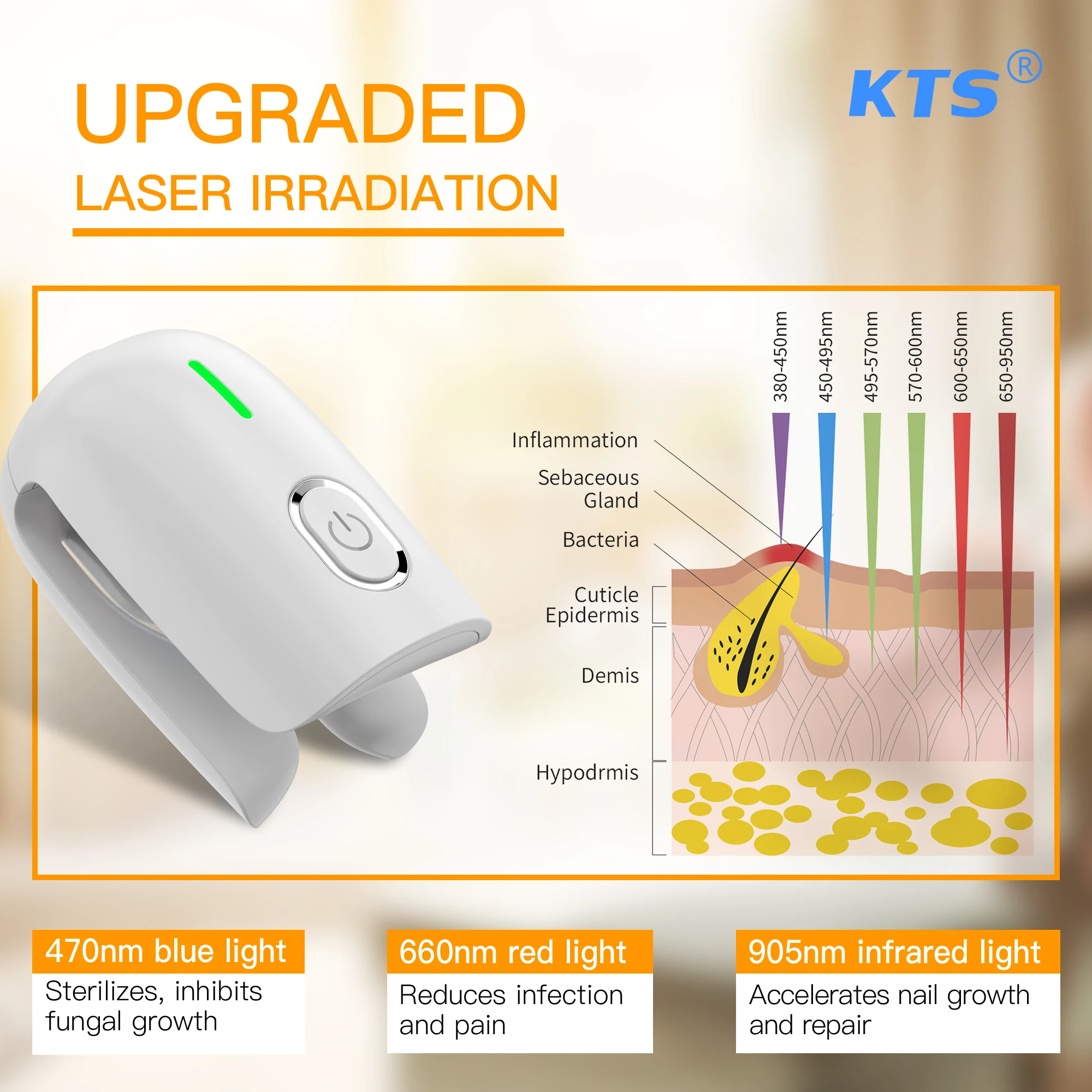 Nail Fungus Laser Treatment Device Repair Toenail Fingernail Onychomycosis Cure 470nm 660nm 905nm nail fungus remover laser therapy pen personal health care