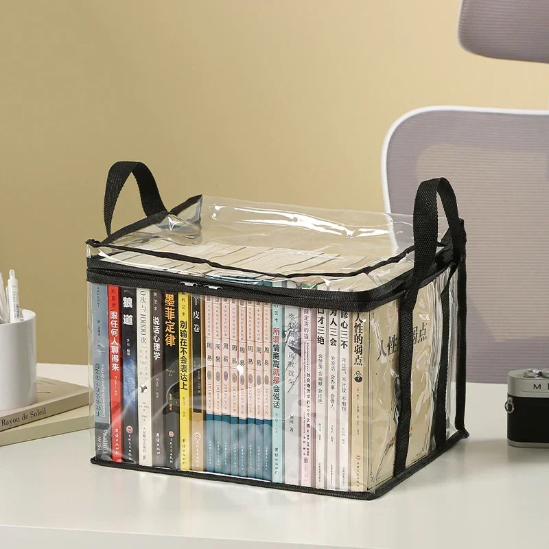 Foldable book box student dormitory classroom book organizer transparent waterproof household organizing storage box