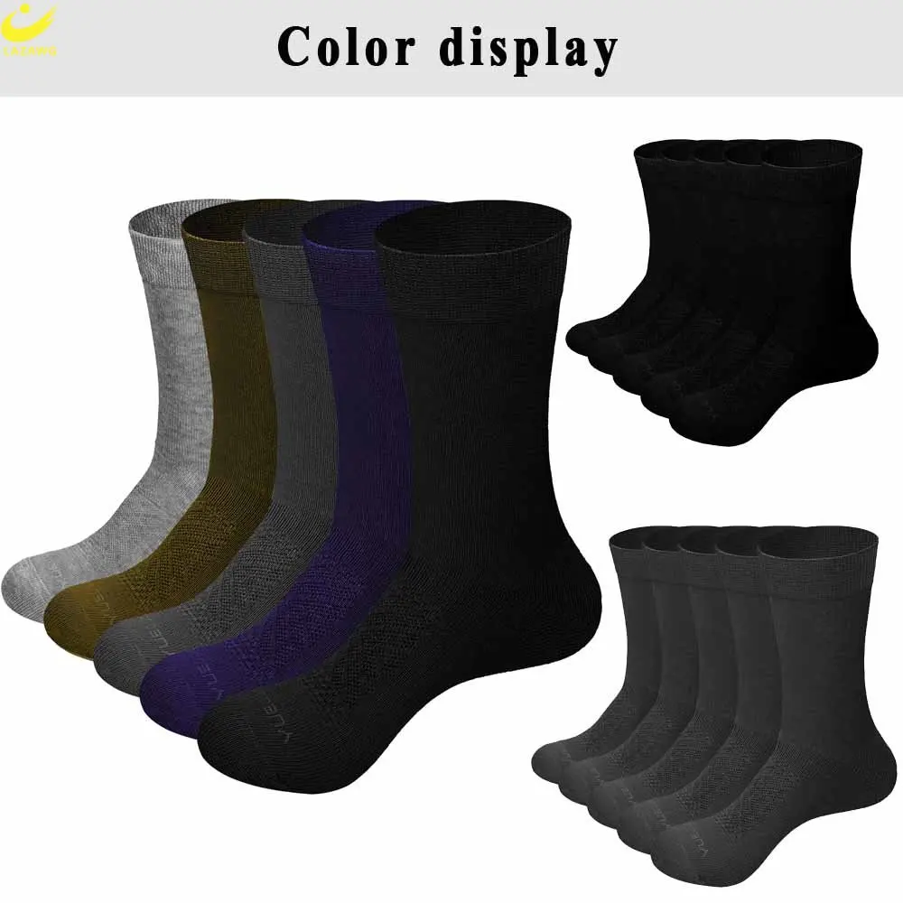 LAZAWG Men's Cotton Socks New Style Black Blue Business Men Socks Soft Breathable Summer Winter for Male Socks