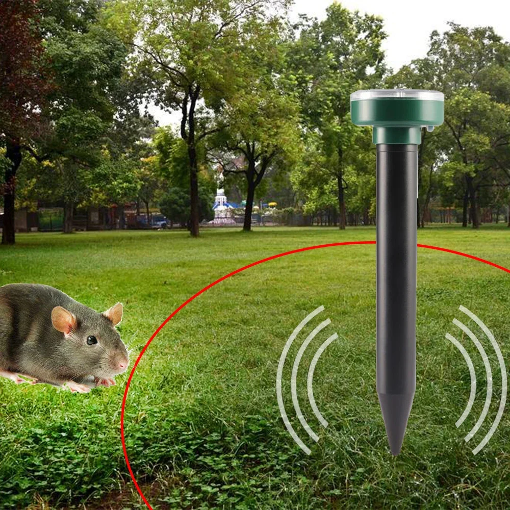 Solar Ultrasonic Electronic Mouse Repeller Snake Repeller Insect High Power Vibration Built Battery IP64 Sun Charging
