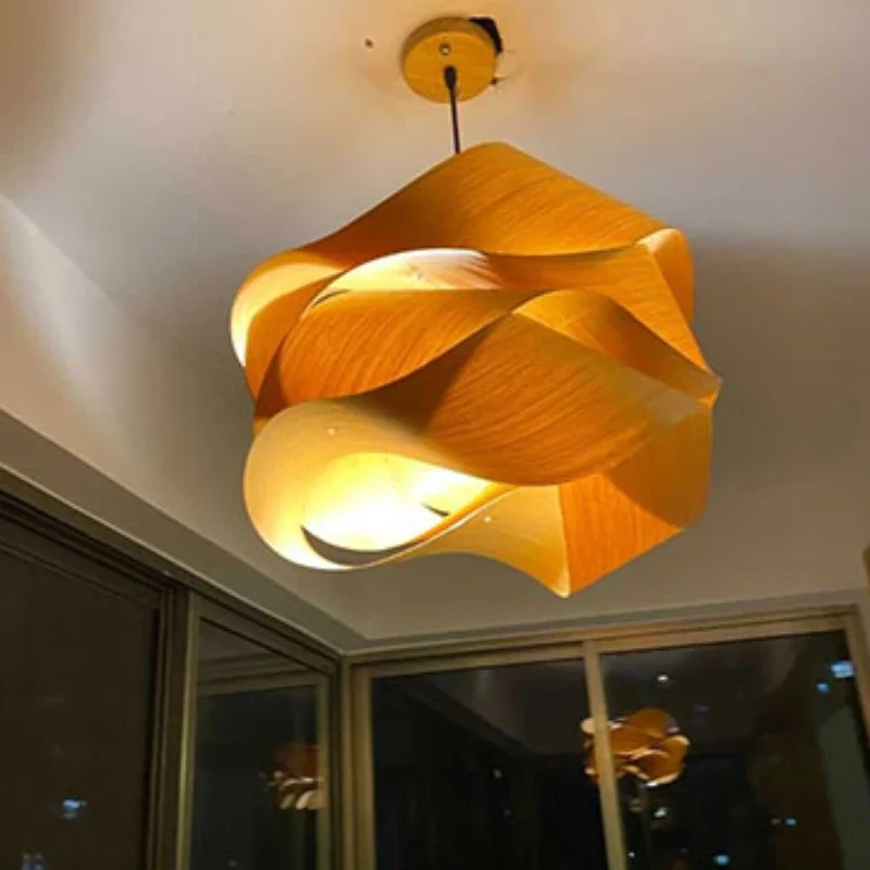 Chinese Style Vintage Wood Chandeliers Bedroom Living Dining Table Decor Pendant Led Lights Bamboo Lamps for Room Home-appliance