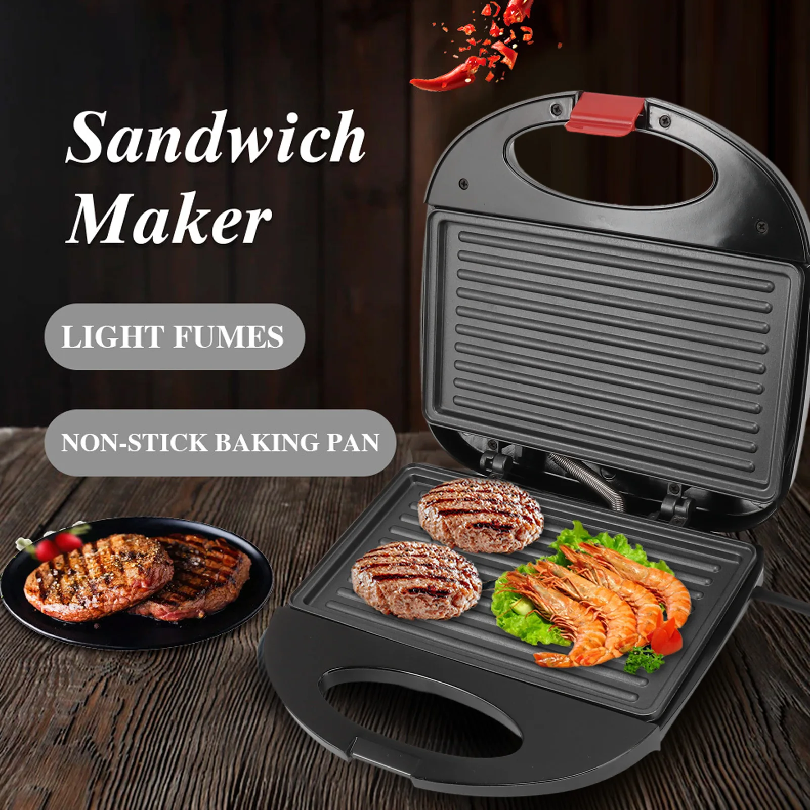 110V Panini Press Grill Nonstick Panini Sandwich Maker Double Sided Indoor Grill Sandwich Toaster for Cooking Baking 750W 4