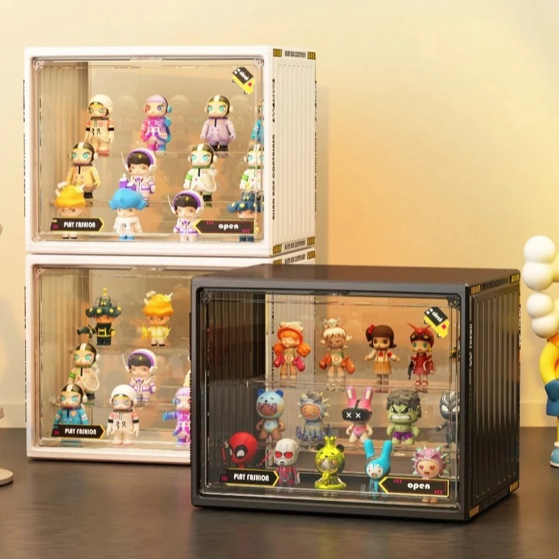 For Pop Mart 3-Tier Acrylic transparent Display Case - Dustproof Step Shelf for Anime Cars, Action Figures & Jewelry Organizer