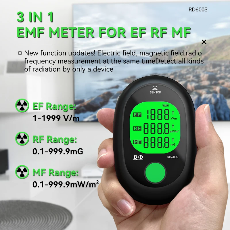 R&D RD600S EMF Meter Portable Electromagnetic Field Radiation Detector 3 in 1 EMF Detector Ghost Hunting Paranormal Equipment 2